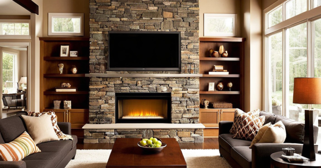 28 Living Room Fireplace Ideas with TV and Stone