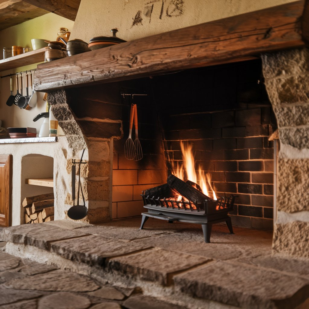 Wood-Burning Kitchen Fireplace