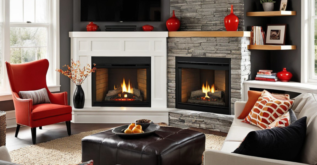 Living Room Corner Fireplace Ideas with