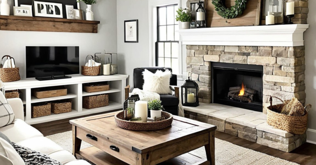 Farmhouse Living Room Fireplace Decor Ideas