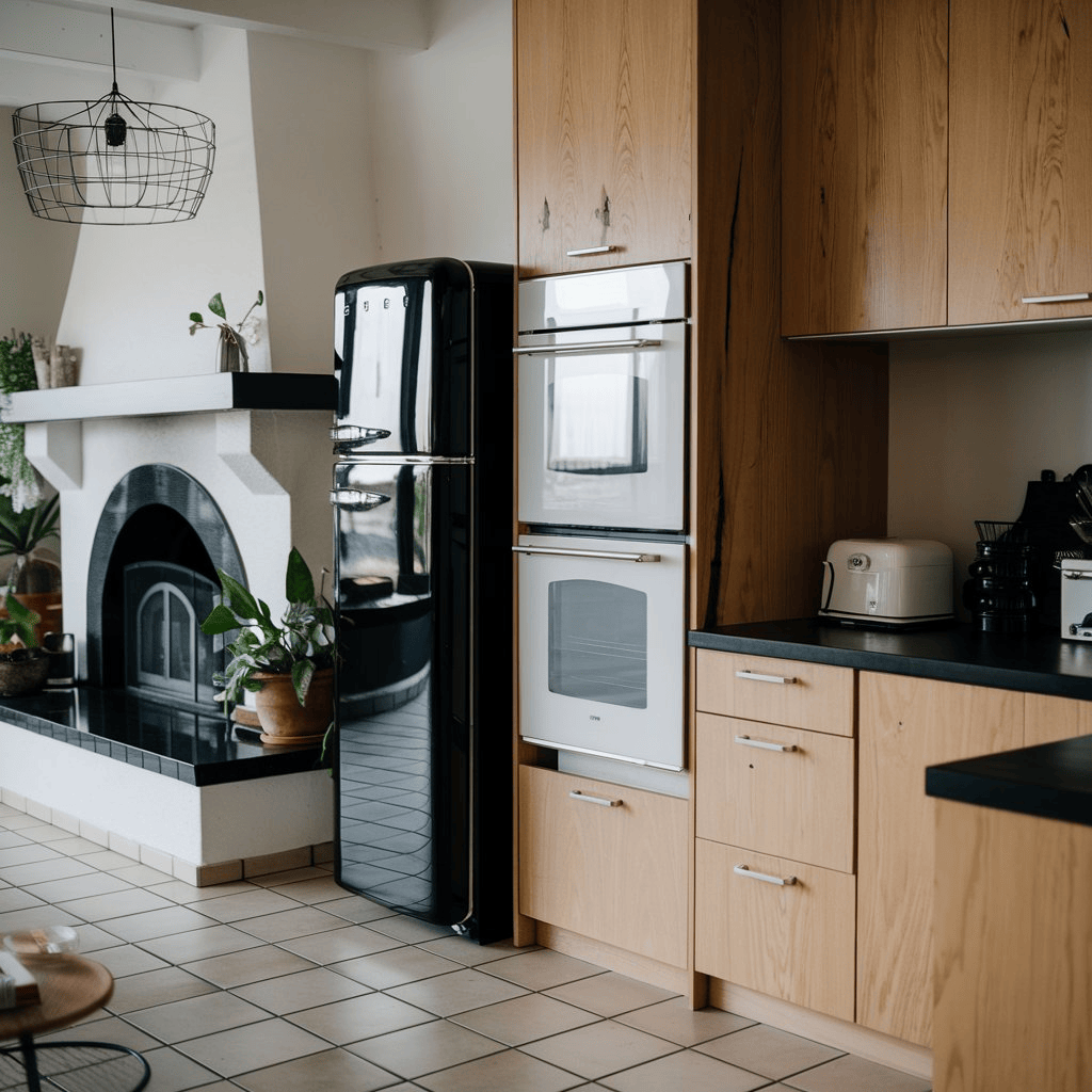 Contemporary Kitchen Fireplace