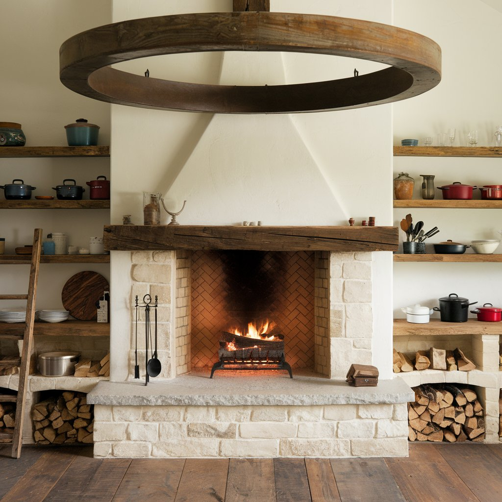 Wood-Burning Kitchen Fireplace