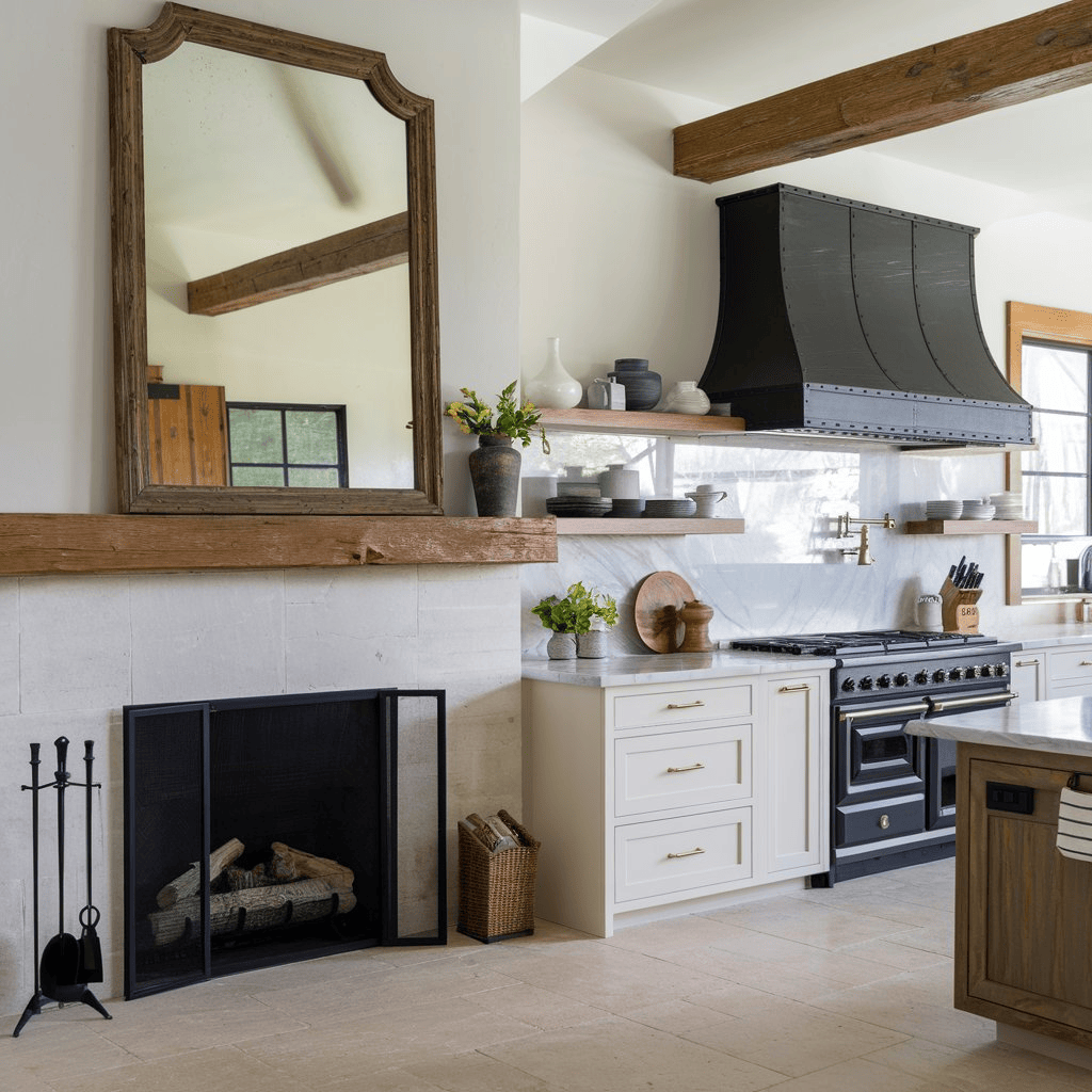 Contemporary Kitchen Fireplace