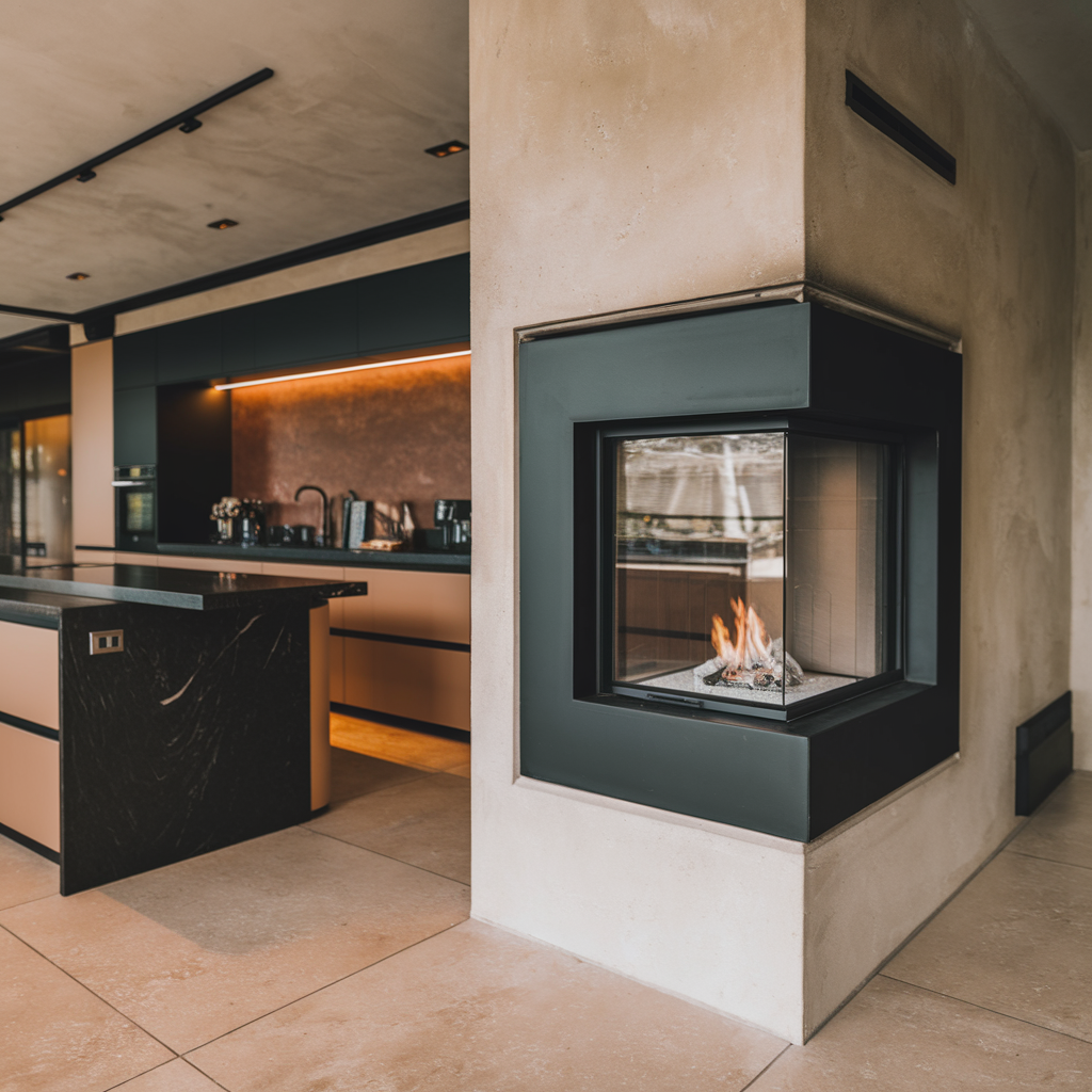 Contemporary Kitchen Fireplace