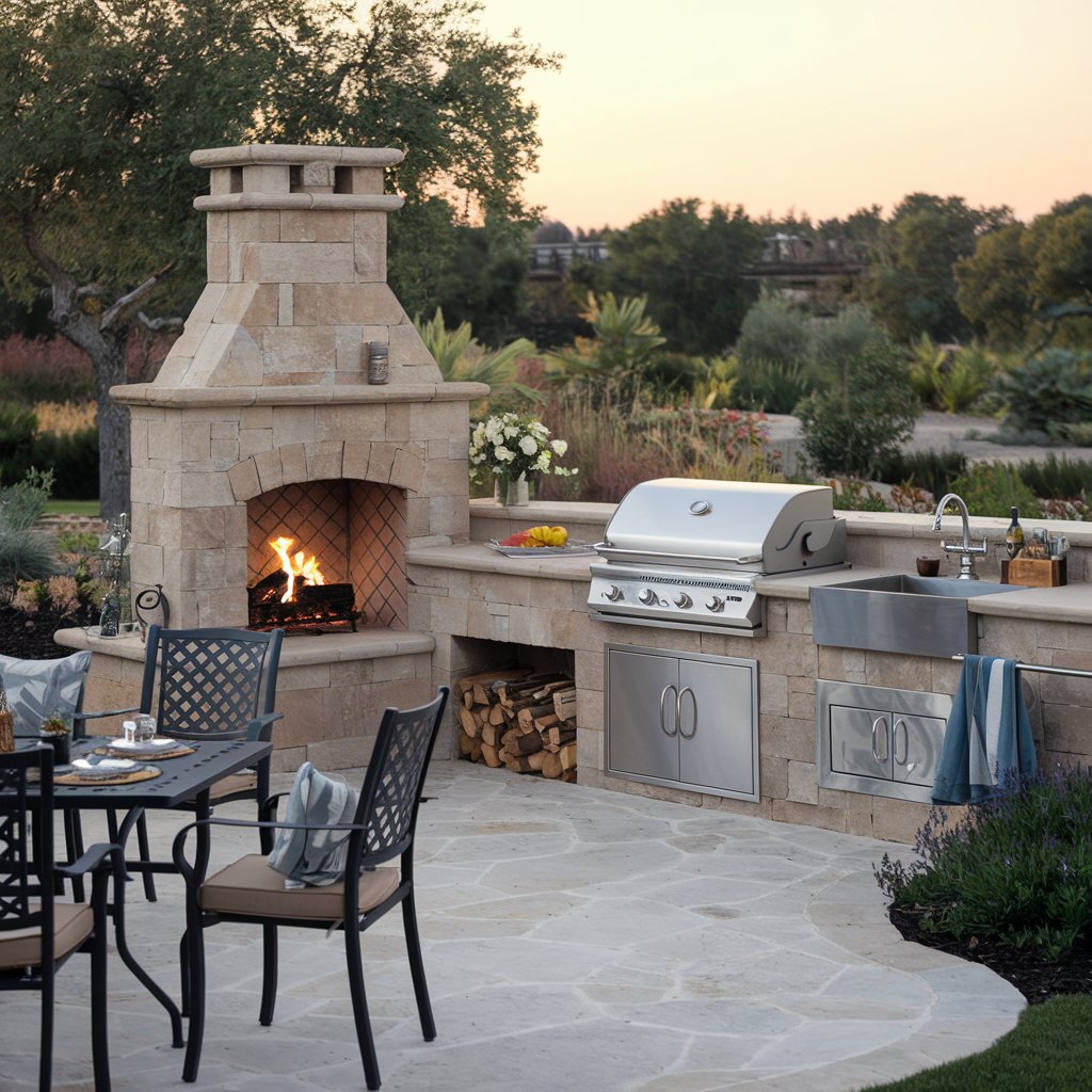 Outdoor Kitchen Fireplace